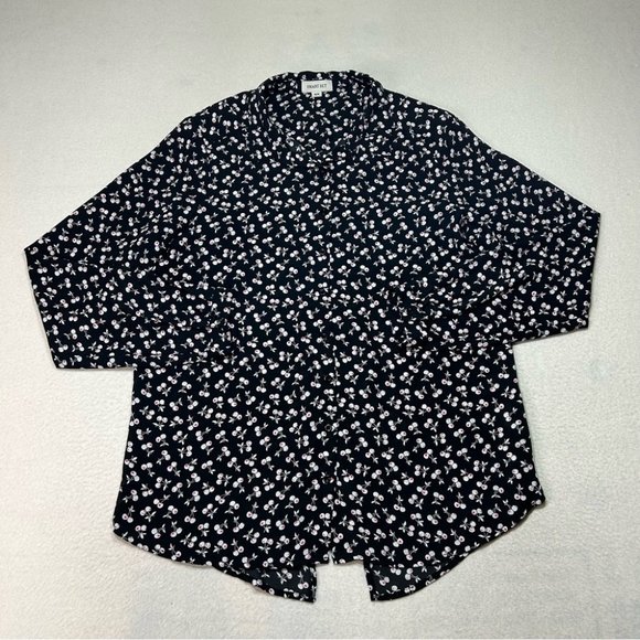 SMART SET Womens Cherry Print Button Down Long Sleeve Blouse Back Slit Size M - Picture 2 of 11